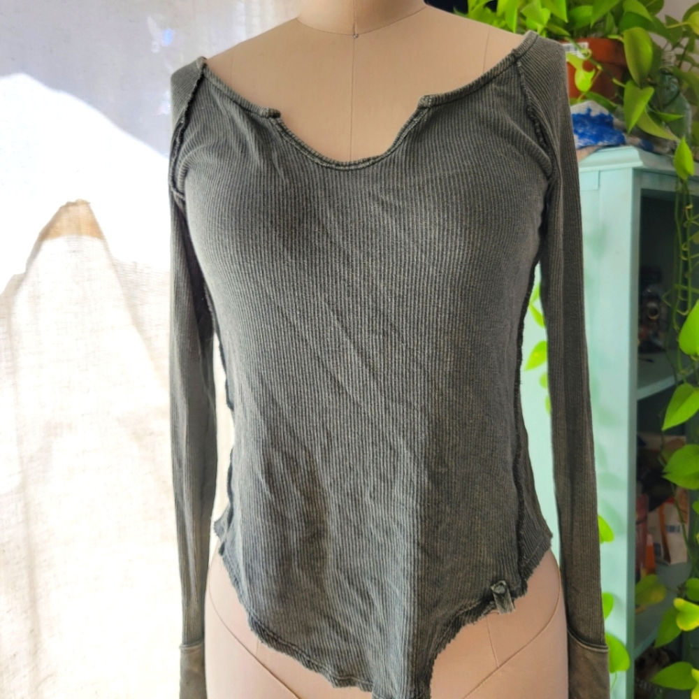Free People Olive Green, Long Sleeve Shirt
